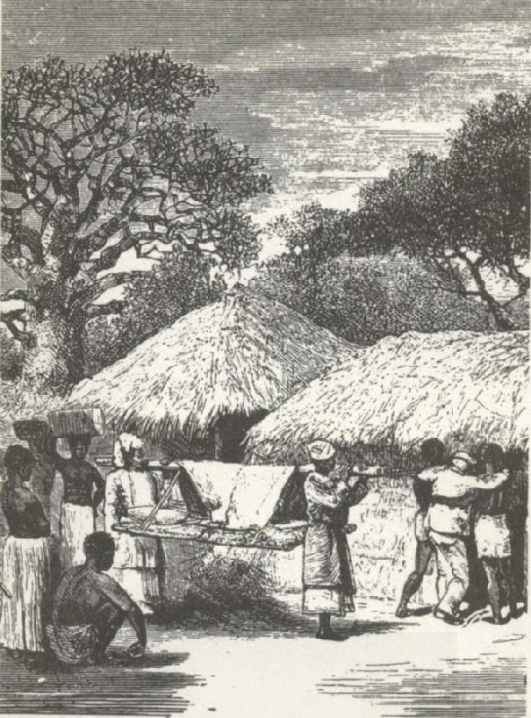 unknow artist Black ill and exhaust of one langt hart life atervande Livingstone to sits enkla home in Ilala in April 1873.